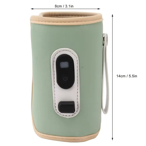Vista 5 de Calentador de biberones de leche para bebés con pantalla digital USB, portátil de 5 velocidades para leche materna y agua (verde)