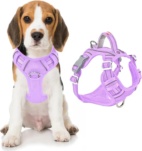 Vista 42 de BARKBAY Arnés Oxford sin tirones para perro con bolsillo para etiqueta de identificación, resistente, reflectante, fácil control para perros grandes