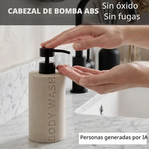 Vista 2 de Shampoo and Body Wash Soap Dispenser,11.84OZ, 2PCS,Sandstone Look,Beige