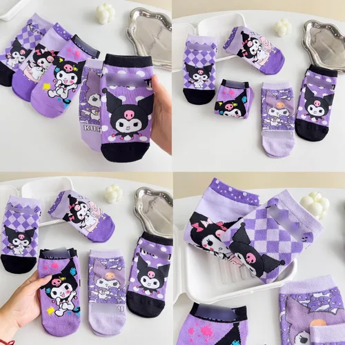 Vista 2 de COWLAT Calcetines de anime lindos 5 unidsset de calcetines para mujeres y niñas