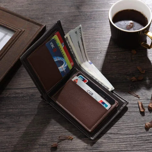 Vista 4 de Personalizado hombres cartera personalizada foto carteras para hombres grabado viaje cartera para padre marido niños regalo del día del padre regalo