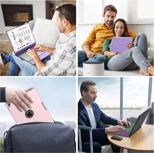 Vista 6 de COO Funda con teclado para iPad 10.2" 9ª/8ª/7ª generación, para iPad Air 10.5" (3ª generación) / para iPad Pro 10.5", con retroiluminación de 10