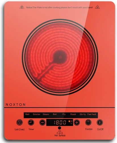 Vista 9 de Noxton Estufa eléctrica portátil de 110 V, 1800 W, estufa eléctrica de un solo quemador, placa de cocción eléctrica, temporizador de 4 horas, 9