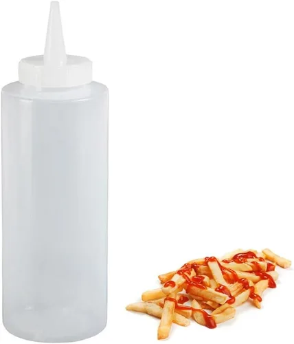 Vista 3 de Dispensador de plástico para condimentos, botella para apretar, 4 unidades, aceite de salsa de tomate de mostaza, 12.5 onzas