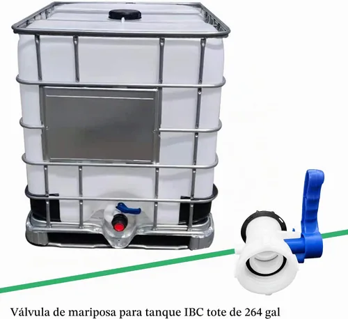 Vista 7 de Adaptador de tanque de mano, 1000L IBC DN40 Interruptor de válvula de mariposa Adaptador de 2.441 in Adaptador de drenaje para contenedor de agua IBC