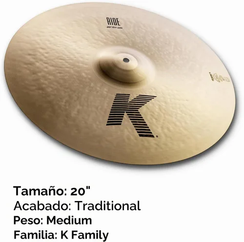 Vista 2 de Zildjian Serie K - Platillo ride de 20 pulgadas (50,8 cm)