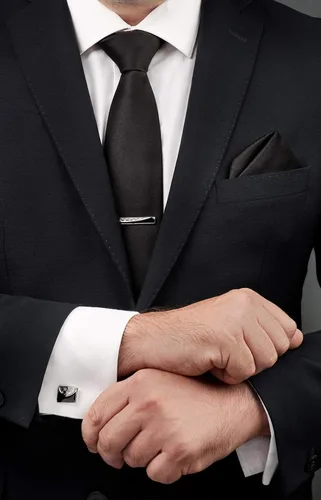 Vista 23 de Juego de corbata de regalo para hombre, corbata sedosa, bolsillo cuadrado, clips de corbata, gemelos para hombres