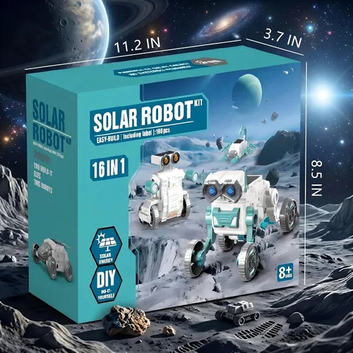 Vista 5 de Robot solar 16 en 1 para niños, 190 piezas STEM juguete educativo