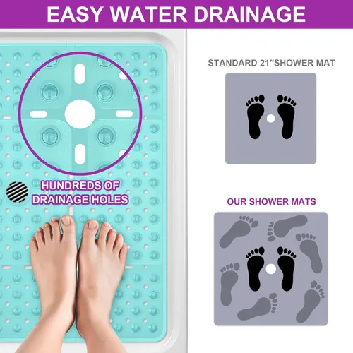 Vista 4 de Reetual Tapete de ducha XL antideslizante, tapete de baño de 27 x 27 pulgadas para cabina de ducha o tapete de bañera grande con 240 potentes