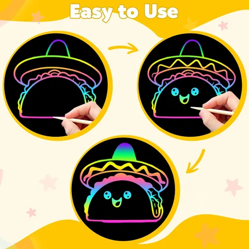 Vista 5 de ZMLM 60Pcs Rainbow Scratch Drawing Art Paper Craft Set for Kids Boys Girls