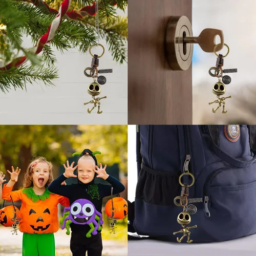 Vista 4 de Realpoo Reloj de bolsillo de Tim Burton's Nightmare Before Christmas con números arábigos, cadena de reloj de bolsillo de cuarzo para hombres
