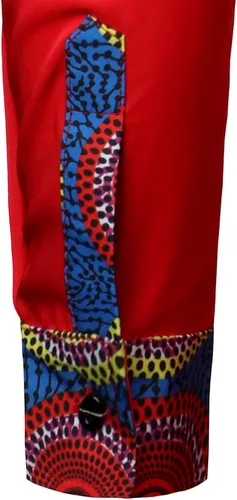 Vista 6 de LucMatton Camisa Dashiki alargada con diseño de retazos de manga larga para hombre