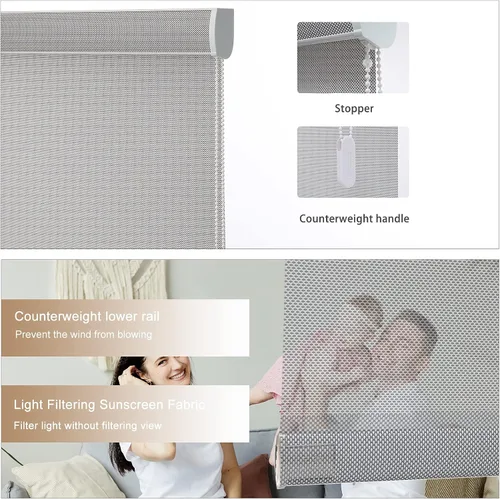 Vista 5 de MYshade - Persianas enrollables personalizadas para ventana, filtrado de luz, persianas enrollables de malla con cordón, persianas enrollables