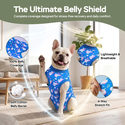 Vista 3 de PetWarm Traje de cirugía para perros, traje de recuperación quirúrgica para perros hembras y hombres, mameluco para perros, camisa de recuperación