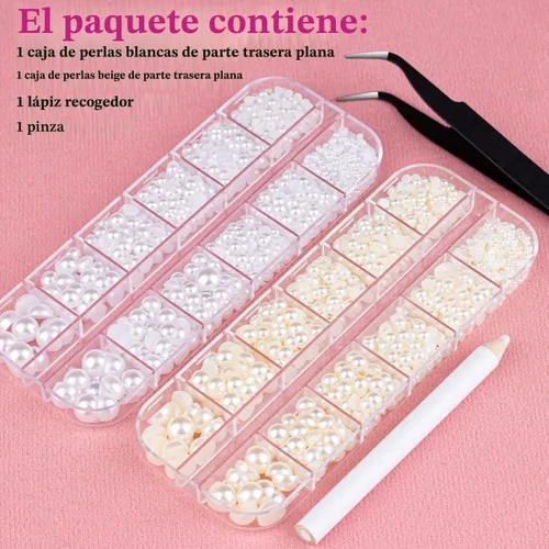 Vista 7 de 2700 perlas de espalda plana para manualidades de perlas para uñas