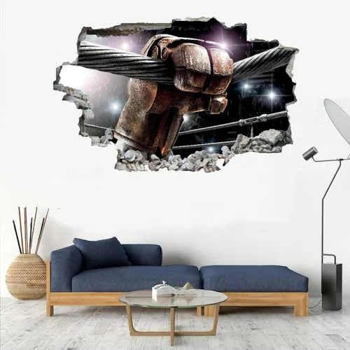 Vista 4 de Calcomanía de pared 3D de boxeo en 3D, calcomanía de tatuaje de pared para decoración de dormitorio de niños, mural de competencia, arte de pared