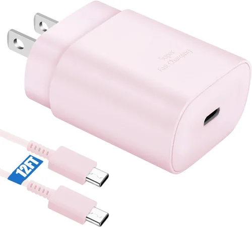 Vista 32 de Kit de cargador súper rápido tipo C, bloque de cargador de teléfono Android PD de 25 W PD USB C y cable de carga C de 5 pies, cable de carga rápida