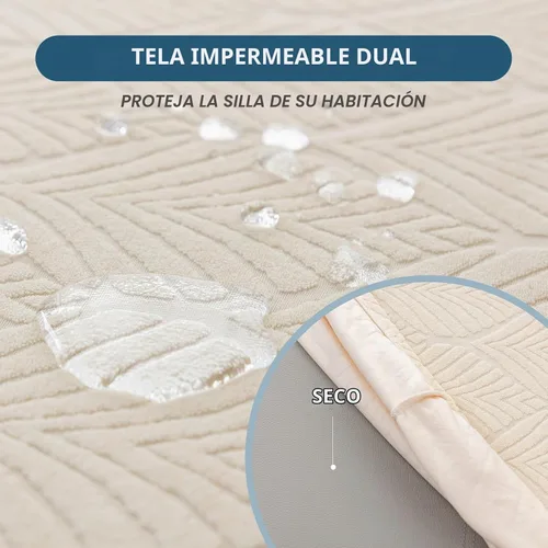 Vista 4 de Fundas de asiento para silla de comedor, extraíbles y lavables, juego de 2, fundas de cojín de asiento de silla de jacquard, protectores Beige