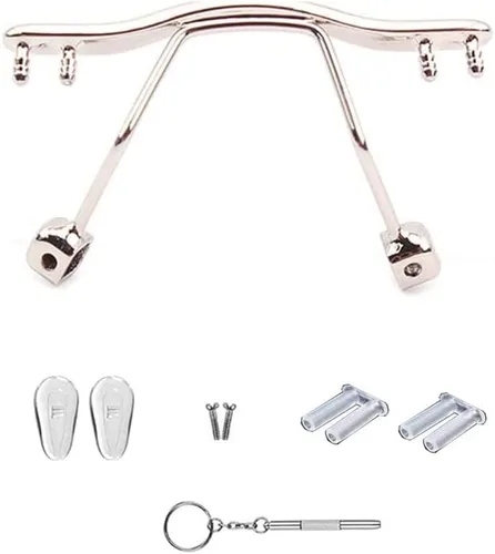 Vista 7 de Gafas sin montura doradas, puente de nariz, almohadillas para gafas, piezas de doble tapón de goma y accesorios de destornillador