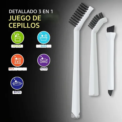 Vista 2 de Juego de cepillos de limpieza de lechada (3 piezas) para limpieza profunda multiusos, cepillo de dientes de limpieza para esquinas y espacios Juego