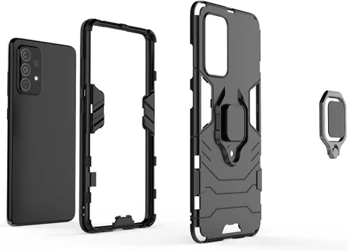 Vista 4 de Compatible con Samsung Galaxy A52 5G, soporte de anillo de metal, a prueba de golpes, parachoques duro