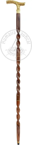 Vista 5 de Bastón unisex de 37 pulgadas de ébano marrón con mango en T de latón, acabado de madera natural