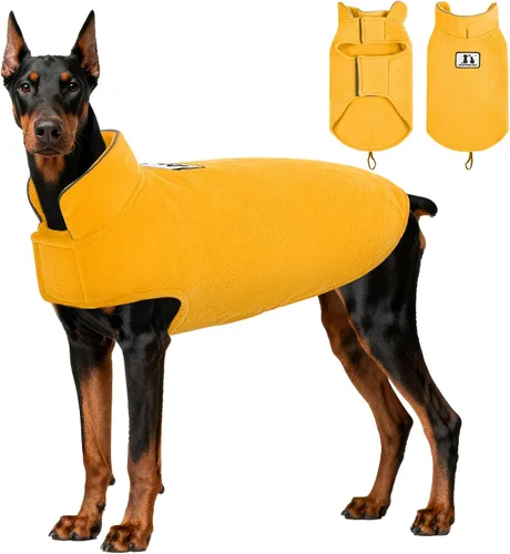 Vista 12 de DENTRUN - Abrigo de forro polar para perros en invierno resistente al viento chaqueta reflectante para mascota chaleco para perro para razas