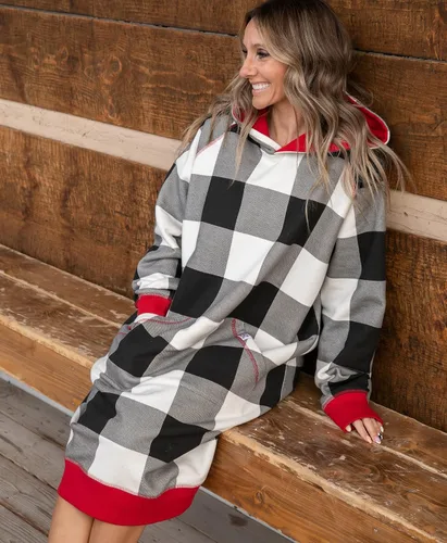 Vista 141 de Lazy One Sudadera con capucha de gran tamaño, ropa de dormir cómoda, vestido de suéter para mujer