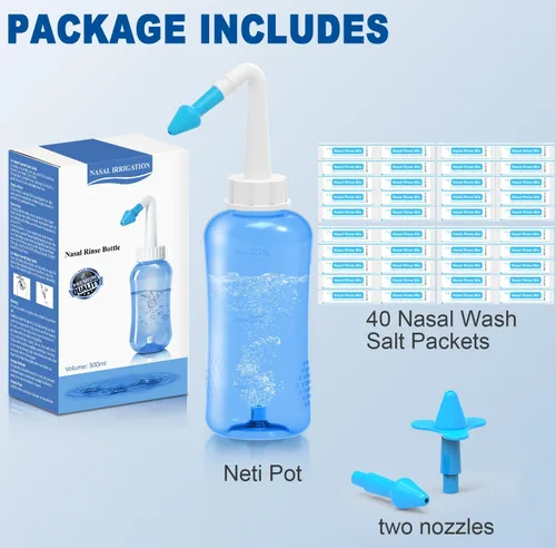 Vista 7 de Neti Pot - Kit de enjuague sinusal, botella de enjuague sinusal, limpiador de lavado de nariz, enjuague a presión para adultos y niños, botella
