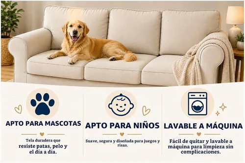 Vista 5 de Heavy Duty Ektorp Loveseat Cover Compatible with IKEA 2 Seat Slipcover 2 poliéster beige