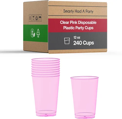 Vista 8 de Smarty Had A Party 240 vasos de plástico desechables de color negro transparente de 12 onzas, vasos de plástico para fiestas, eventos, bodas claro