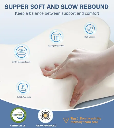 Vista 3 de Almohada cervical para el cuello para aliviar el dolor, almohada ergonómica de apoyo para el cuello, almohadas de espuma viscoelástica, almohada