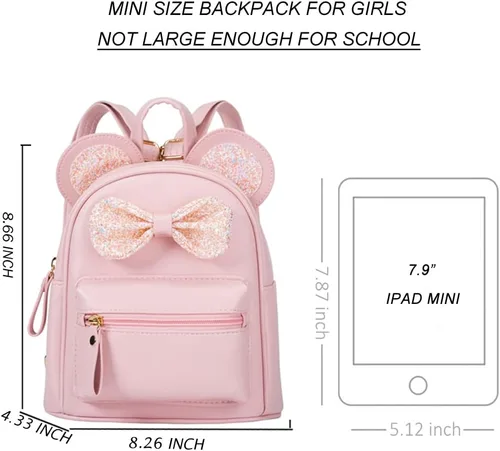 Vista 3 de Mochila de hombro con purpurina para niños pequeños, mini mochila de viaje de moda para adolescentes, niñas y mujeres, Rosado, talla única, Viajar