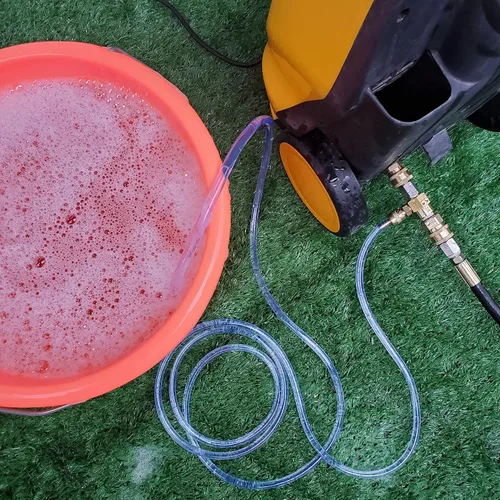 Vista 9 de Raincovo Inyector aguas abajo para lavadora a presión, Kit de inyector químico, Inyector de jabón, Accesorios de conexión rápida, Juego