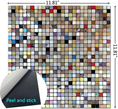 Vista 3 de 10 hojas de azulejos para salpicaduras de cocina, azulejos autoadhesivos, para pegar en tocadores de baño, decoración de chimenea, mesa
