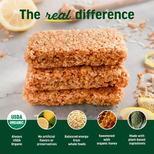 Vista 6 de Kate's Real Food Barras de granola orgánicas paquete de 12 unidades, energía limpia, ingredientes orgánicos, sin gluten, sin OMG, aperitivo