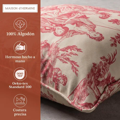 Vista 2 de Maison d' Hermine The Miller - Funda de cojín decorativa 100 % de algodón, tejido Toile de Jouy Para sofá, sillón, dormitorio, hogar, sala