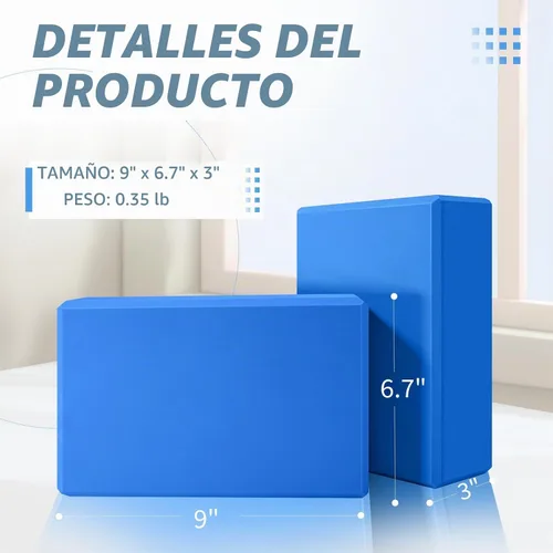 Vista 2 de Bloques de yoga Bloque de espuma de apoyo sin látex con bordes biselados, bloques de ejercicio antideslizantes para pilates, meditación