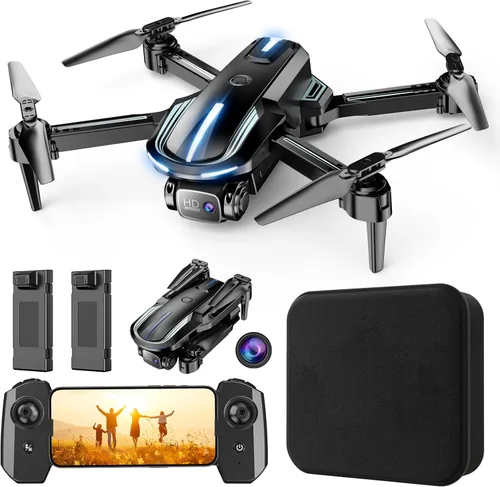 Vista 8 de Drone con cámara 1080P HD FPV Mini Drone plegable para principiantes, niños y adultos, dron con una tecla de despegue/aterrizaje, selfie por gestos