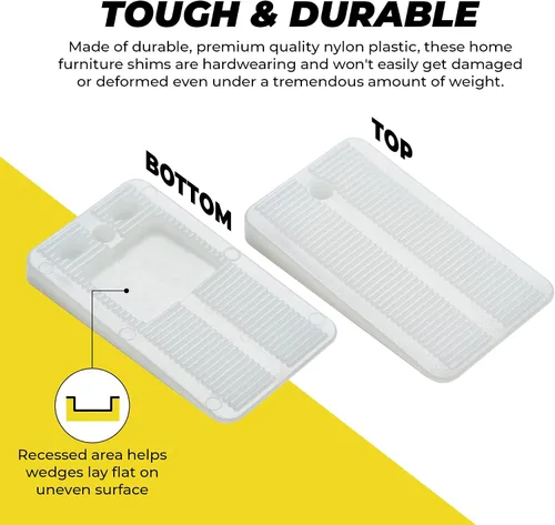 Vista 2 de Qualihome Cuñas de plástico de nailon para nivelar – Cuñas de plástico transparente para muebles del hogar, inodoro, cama, cuñas de mesa