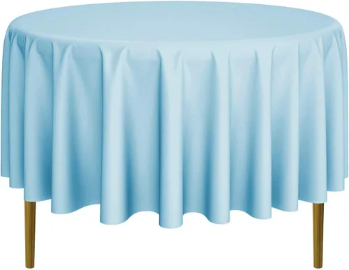 Vista 37 de Lann's Linens - Mantel redondo premium de 70 pulgadas para bodas/banquetes/restaurantes - Mantel de tela de poliéster - Azul bebé