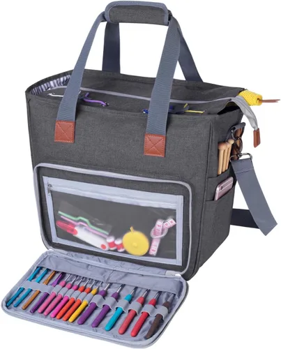 Vista 11 de LUXJA - Bolsa de almacenamiento para hilo de tejer, color gris