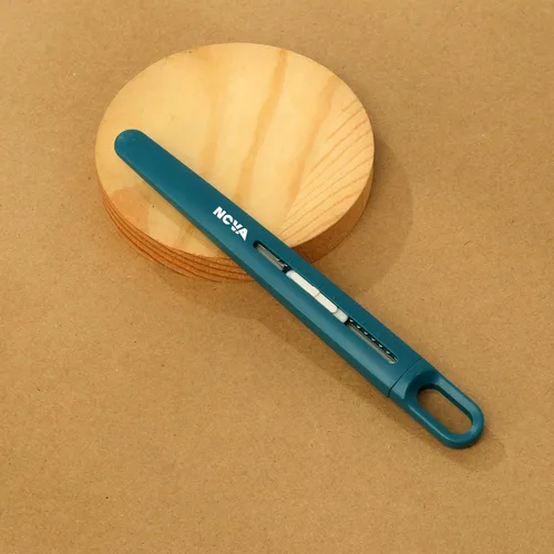 Vista 5 de Cortador de caja de seguridad de cuchillo de precisión, auto retráctil, delgado, longitud de hoja ajustable rápido, perfecto para recortar, verde