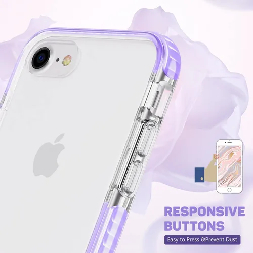 Vista 5 de MATEPROX Funda compatible con iPhone Se 2022, iPhone SE 2020, iPhone 8, iPhone 7, funda transparente, resistente, antiarañazos, antiarañazos, a