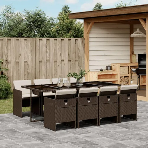 Vista 13 de Juego de comedor de patio de 5 piezas, muebles de exterior sintético de ratán beige, mesa rectangular con 4 sillas, resistente a la intemperie