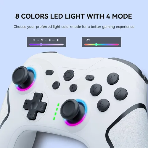Vista 2 de Olimoxi Switch Controller, Switch Pro Controller Wireless for SwitchSwitch LiteSwitch OLEDWindows PC,Wireless Switch Controller with RGB LED