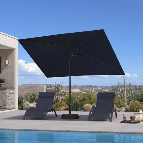 Vista 29 de PURPLE LEAF Sombrilla LED para patio y piscina, 5 x 8 pies, con base para Beige