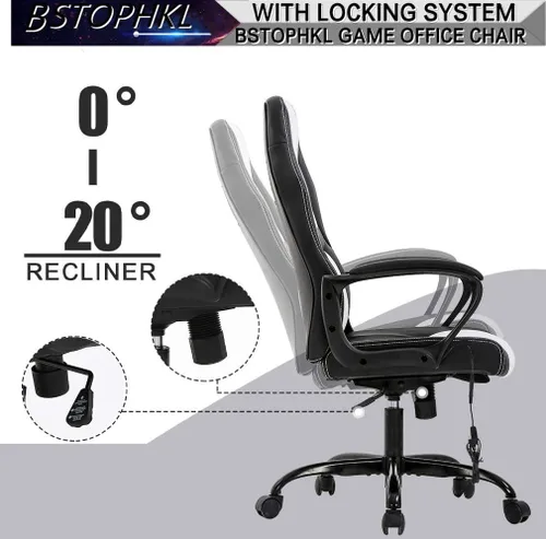 Vista 7 de Silla para videojuegos, silla de oficina de masaje, sillas ergonómicas de videojuegos, silla de computadora reclinable ajustable con soporte lumbar