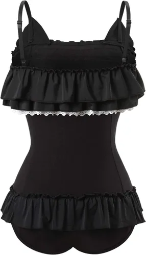 Vista 6 de Littleforbig Pijama de algodón de lujo con diseño de gatito, lencería de una pieza, babydoll Negro