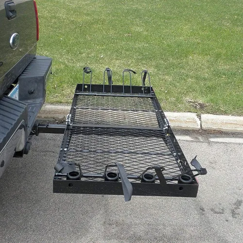 Vista 5 de Tow Tuff Portaequipajes de acero de 62 pulgadas con portabicicletas, capacidad de 500 libras, color negro, soporte de enganche trasero 2 en 1